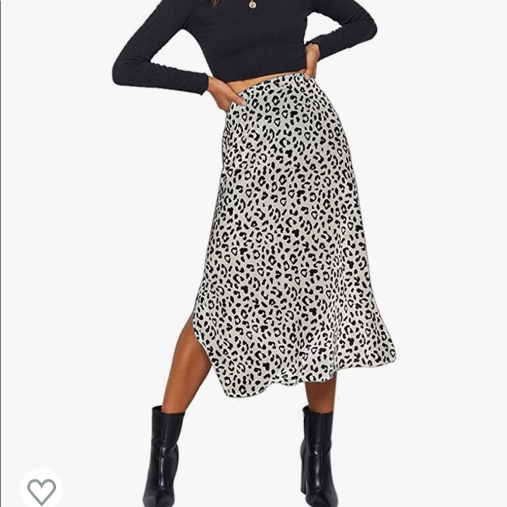 LYANER Women's Casual Print Side Split High Waist Zipper Midi Skirt